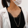 Mask Anti-Lost Lanyard Pearl Sweater Chain Multi-Purpose Mask Lanyard Glasses Chain(Gold)