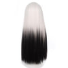 Long Straight Wig with Blunt Bangs Natural Full Head Cover Wig(White)