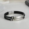 OPK PH1592 Stainless Steel Simple Glossy Double Braided Leather Bracelet