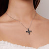 BSN335 Sterling Silver S925 White Gold Plated Zircon Black Heart Cross