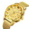 SKMEI 9166 Fashion Men Business Watch 30m Waterproof Metal Quartz Wristwatch(Gold)