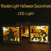 Wooden Halloween Witch Pumpkin Haunted House LED Lights Three-Dimensional Ornaments(JM01504)