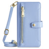For Samsung Galaxy S25 Ultra 5G Sheep Texture Cross-body Zipper Wallet Leather Phone Case(Blue)