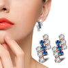 1 Pair Of 18 k Gold Irregular Geometrical Sterling Silver Crystal Stud Earring For Women, 21*9 mm(Blue)