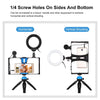 PULUZ 4 in 1 Vlogging Live Broadcast Smartphone Video Rig + 4.7 inch 12cm Ring LED Selfie Light Kits with Microphone + Tripod Mount + Cold Shoe Tripod Head for iPhone, Galaxy, Huawei, Xiaomi, HTC, LG, Google, and Other Smartphones(Blue)