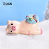 5pcs Christmas Cute Micro Landscape DIY Bonsai Decoration Snowscape Ornament, Style: No.21 Lying Pork
