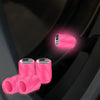 4pcs /Set Luminous Car Motorcycle Tire Modified Valve Cap, Color: Pink Black Flag