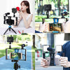 PULUZ 4 in 1 Vlogging Live Broadcast LED Selfie Fill Light Smartphone Video Rig Kits with Microphone + Tripod Mount + Cold Shoe Tripod Head for iPhone, Galaxy, Huawei, Xiaomi, HTC, LG, Google, and Other Smartphones (Blue)