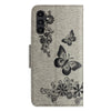 For Samsung Galaxy A36 / A56 5G Butterfly Embossed Flip Leather Phone Case(Grey)