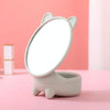 Detachable Cute Kitten Desktop Makeup Mirror with Storage Function(Green)