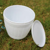 10 PCS Imitation Wooden Barrel Plastic Resin Flower Pot with Tray, Top Diameter: 16cm, Height: 13.5cm(White)