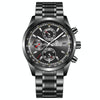 BINBOND B6022 30m Waterproof Luminous Multifunctional Quartz Watch, Color: Black Steel-Black