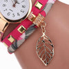 Ladies Quartz Bracelet Watch with Leaf Shape Pendant(Rose Red)