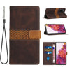For Samsung Galaxy S20 FE Grid Stitching Leather Phone Case with Lanyard(Brown)