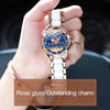 JIN SHI DUN 8831 Women Fashion Diamond Hollowed Waterproof Ceramic Mechanical Watch(Blue)