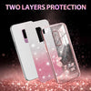 For Samsung Galaxy S9+ Gradient Glitter Flower All-inclusive Phone Case(Pink)