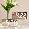 669 Multifunctional LED Curved Screen Desktop Electronic Clock(White Shell Green Light)