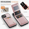 For iPhone 15 AutSpace A12 MagSafe Magnetic RFID Card Bag Phone Case(Rose Gold)