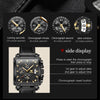 OLEVS 9925 Men Square Dial Multifunctional Waterproof Quartz Watch(Black)