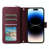 For iPhone 14 Pro Nine-card Slots Zipper Wallet Bag Leather Phone Case(Wine Red)