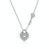 S925 Sterling Silver Platinum Plated Heart Lock Necklace Girls White Inlaid Zircon Key Jewelry
