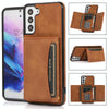 For Samsung Galaxy S21+ Three-fold Leather Phone Case with Card Slot & Wallet & Holder(Brown)