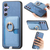 For Samsung Galaxy F15 / M15 Retro Cross Leather Ring Side Insert Card Bag MagSafe Phone Case(Blue)
