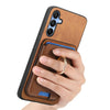 For Samsung Galaxy A25 Retro Cross Leather Ring Vertical Insert Card Bag MagSafe Phone Case(Brown)