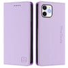 For iPhone 11 RC01 Dual-Folded Magnetic Suction RFID Leather Phone Case(Light Purple)
