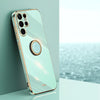 For Samsung Galaxy S25 Ultra 5G XINLI Straight 6D Plating Gold Edge TPU Shockproof Case with Ring Holder(Mint Green)