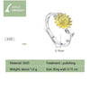 Golden Sunflower Ring Platinum Plated S925 Sterling Silver Girls Silver Ring