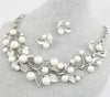 Leaf Crystal Simulated Pearl Wedding Jewelry Necklaces Earrings Sets(Gold)