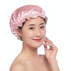 Lovely Thick Women Satin Colorful Double Waterproof Hair Cover Bathing Cap(Pink)