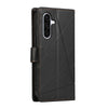 For Samsung Galaxy A36 PU Genuine Leather Texture Embossed Line Phone Case(Black)
