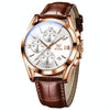 OLEVS 2872 Men Three Eyes Six Needles Chronograph Waterproof Quartz Watch(White + Rose Gold)