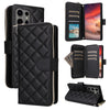 For Samsung Galaxy S25 Ultra 5G Crossbody Rhombic Zipper Tower Buckle Leather Phone Case with Lanyard(Black)