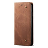 For Huawei Y9 (2019) Denim Texture Casual Style Horizontal Flip Leather Case with Holder & Card Slots & Wallet(Brown)