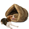 Warm Triangular Cat Yurt Bed - Brown - Large (45x45x33cm)