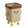 Cute Square Trash Can Household Living Room Bathroom Garbage Bin, Style: 12L Standing Brown