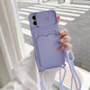 For iPhone 12 mini Sliding Camera Cover Design TPU Protective Case With Card Slot & Neck Lanyard(Purple)