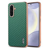 For Samsung Galaxy A36 AZNS Electroplated Edge Carbon Fiber Texture Phone Case(Green)
