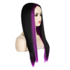 Fashion Medium Haircut Side Bangs Highlight Color Long Straight Wig(Black Pink)