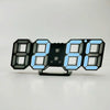 6609 3D Stereo LED Alarm Clock Living Room 3D Wall Clock, Colour: Black Frame Blue Light