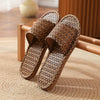 Linen Slippers Summer Couple Home Indoor Floor Rattan Grass Non-Slip Slippers, Size: 39-40(Black Grass)