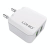 LDNIO A2201 2.4A Dual USB Charging Head Travel Direct Charge Mobile Phone Adapter Charger With 8 Pin Data Cable(EU Plug)
