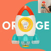 Baby Bath Shower Water Spray Rotating Rocket Beach Toys(Orange)