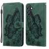 For Samsung Galaxy A36 5G Retro Skin Feel Butterflies Embossing Horizontal Flip Leather Phone Case(Green)