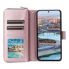 For Samsung Galaxy A34 Nine-card Slots Zipper Wallet Bag Leather Phone Case(Rose Gold)