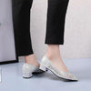 Women Shoes Hollow Rhinestone Pumps, Size:38(Beige White)