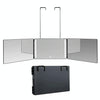Three-Sided Mirror With LED Light Retractable Hanging Three-Fold Mirror(Black)
